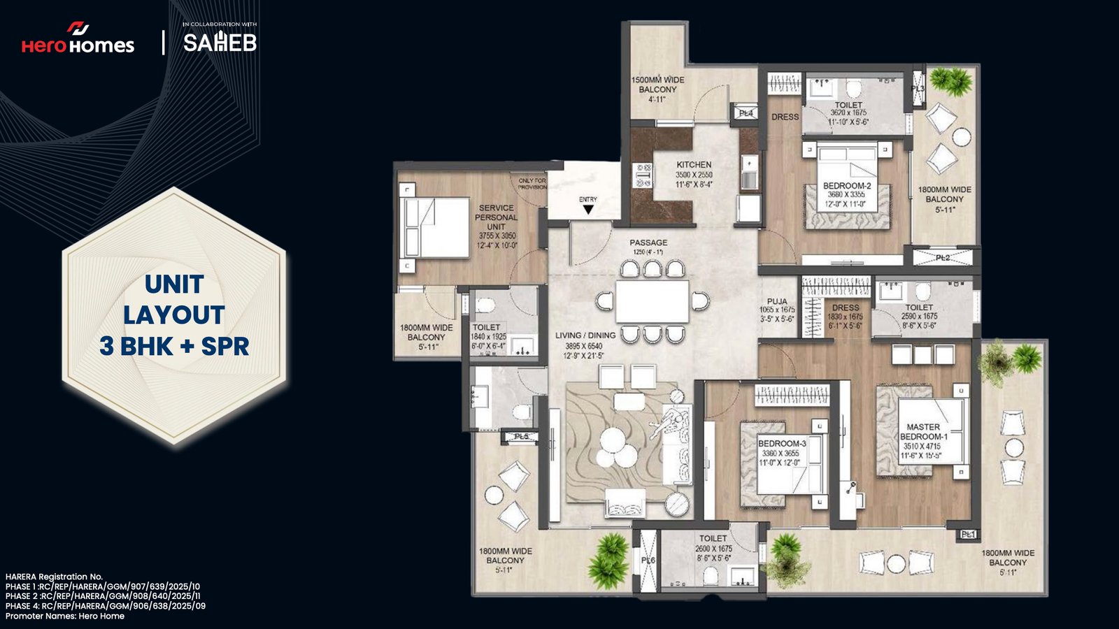 3 BHK Floor Plan